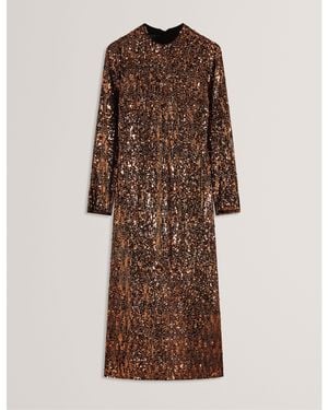 Ted Baker Sequinned Bodycon Dress - Brown