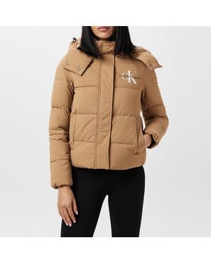 Calvin Klein Essential Water Resistant Rds-Certified Down Short Puffer Jacket - Natural