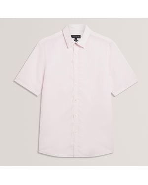 Ted Baker Ss Regular Fit Linen Shirt - Pink
