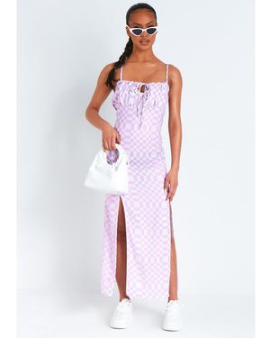 Missy Empire Checkerboard Print Maxi Dress - Red