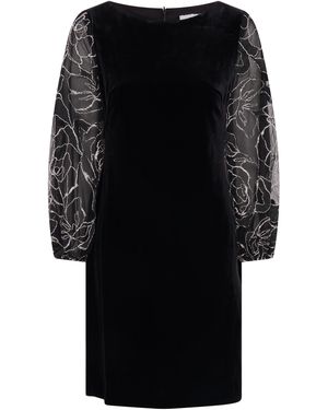 Gina Bacconi Sky Velvet Dress With Sheer Sleeves - Black
