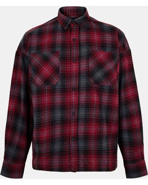 Good For Nothing Ombre Check Flannel Shirt - Red