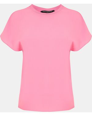 French Connection Crepe Crew Neck T-Shirt - Pink