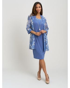 Gina Bacconi Milana Printed Dress And Jacket - Blue