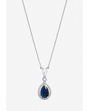 Jon Richard Rhodium Plated Cubic Zirconia Pendant Necklace - Metallic