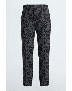 Twisted Tailor Fleet Floral Mid-Rise Skinny-Fit Suit Trousers - Grey