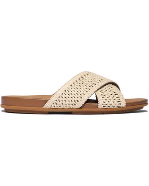 Fitflop Women Gracie Woven Cross Slides Faux Raffia/polyester, Markdown - Natural