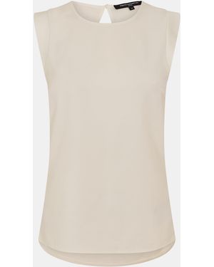 French Connection Polly Plains Capped Sleeve T-Shirt - Natural