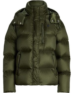 Polo Ralph Lauren Carly Water-Repellent Quilted Duck Down Wind Resistant Detachable Hood Short Puffer Jacket - Green