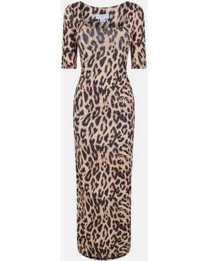 Never Fully Dressed Leo Iris Leopard Print Floor Length Maxi Dress - Brown