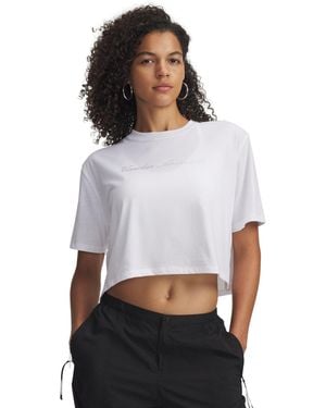 Under Armour Wordmark Crop Short Sleeve - White