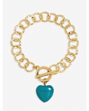 Mood Plated And Heart T-Bar Bracelet - Metallic