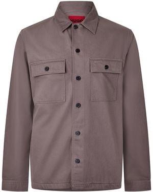 HUGO Epoldo Cotton Overshirt - Brown