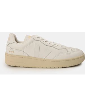 Veja Bastle Leather Court Trainers - Natural