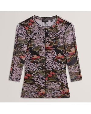 Ted Baker Mesh Print Top - Black
