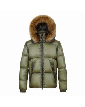 ARCTIC ARMY Puffer Og Hooded Long Sleeve Short Puffer Jacket - Green