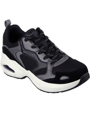 Skechers Mesh W Duraleather & Suede Overlay Low-Top Trainers - Black