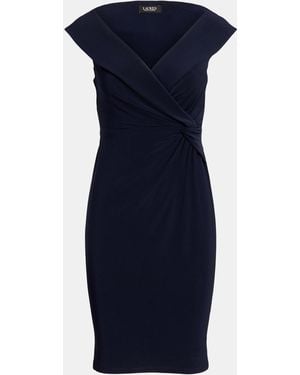 Ralph Lauren Jersey Off-The-Shoulder Cocktail Dress - Blue