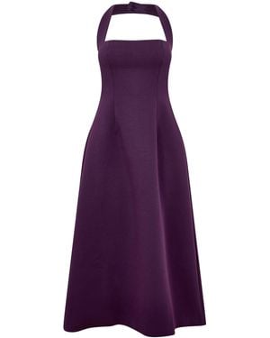Odd Muse Cotton Mix Halter Midi Dress - Purple