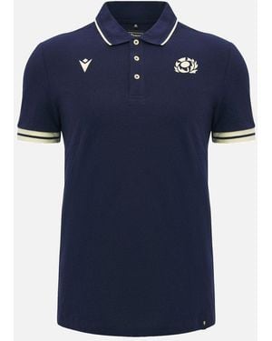 MACRON Scotland Rugby Athleisure Cotton Slim-Fit Polo Shirt - Blue