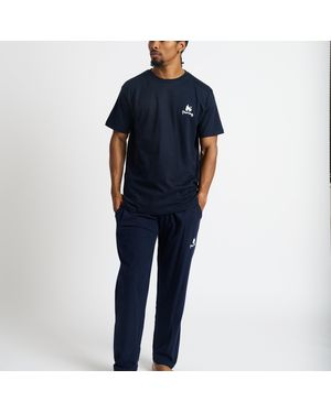 Money Combo Logo Drawstring Long Lounge Twin Set - Blue
