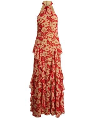 Ralph Lauren Georgette Halter Gown - Red