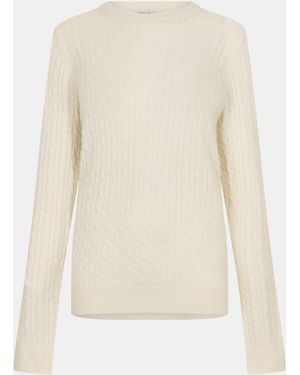 Jack Wills Jack Tinsbury Merino Wool Blend Cable Knitted Jumper - White