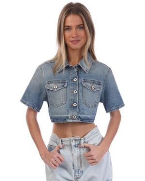 Off-White c/o Virgil Abloh Corporate Cropped Shirt - Blue