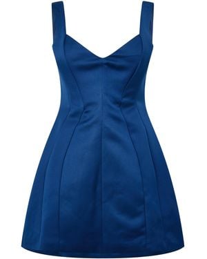 Odd Muse Satin Structured Mini Dress - Blue