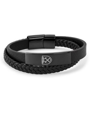 Team Officially Licensed Stainless Steel And Leather Ip Bracelet - Black