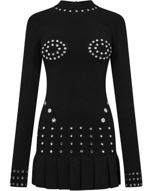 Off-White c/o Virgil Abloh Eyelet Pleated Mini Dress - Black