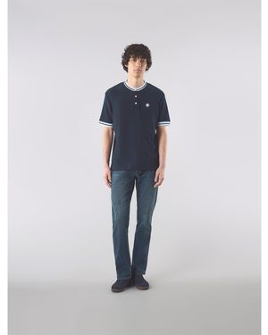 Pretty Green Pg Cressa Grandad Regular Fit T-Shirt - Blue