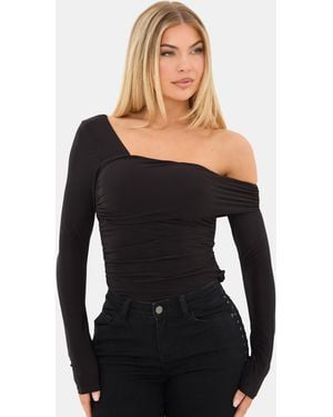I Saw It First Long Sleeve Off The Shoulder Top - Black