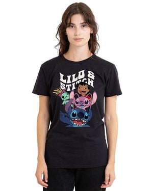 Disney Lilo Stitch Character Montage T-Shirt - Black