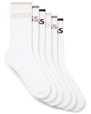 BOSS Stripe Crew Socks - White