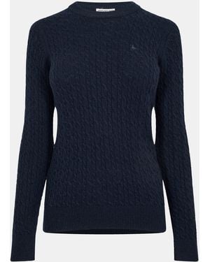 Jack Wills Jack Tinsbury Merino Wool Blend Cable Knitted Jumper - Blue