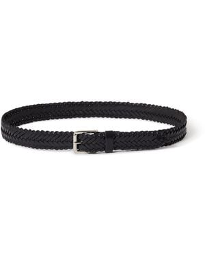 Osprey Dean Plaited Brass Buckle Leather Belt - Black