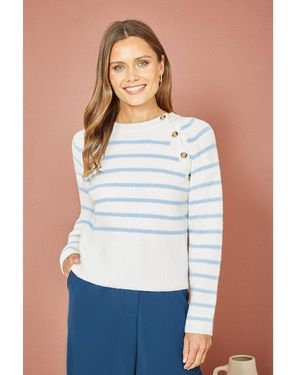 Yumi' And Stripe Jumper - White