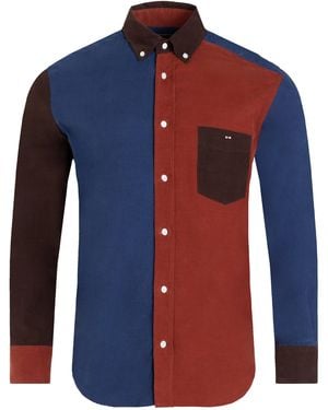 Eden Park Dark Colourblock Corduroy Shirt - Blue