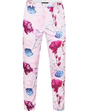 Twisted Tailor Russell Skinny Fit Tapered Trousers - Pink