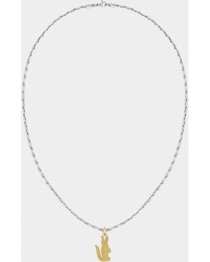 Lacoste Arthor Crocodile Box Chain Necklace - Metallic
