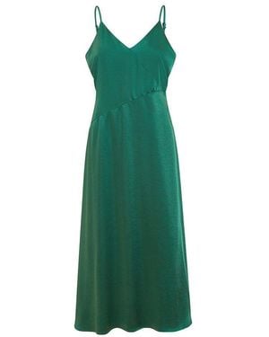 Yumi' Satin Strappy Midi Wrap Dress - Green