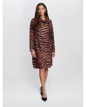 Gina Bacconi Aisling Animal Print Dress - Red