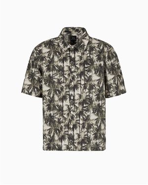ARMANI EXCHANGE Short-Sleeve Patterned Shirt - Black
