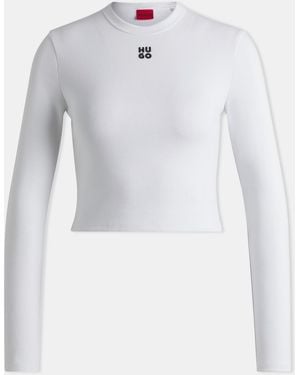 HUGO Long Sleeved Logo T-Shirt - White