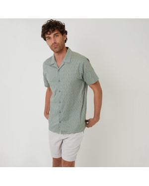 Threadbare Cotton Pluck Textured Short Sleeve Shirt - Grey