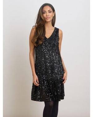 Gina Bacconi Stef Sequin Shift Dress - Black