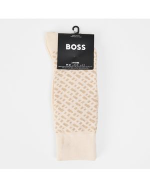BOSS Rs Monogram Crew Socks - Natural