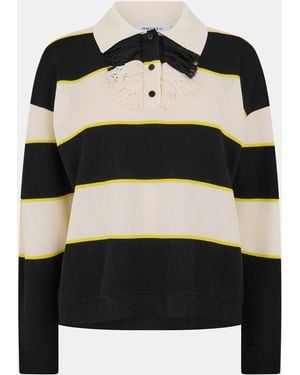 McQueen Alex Stripe Long Sleeve Polo Shirt - Black