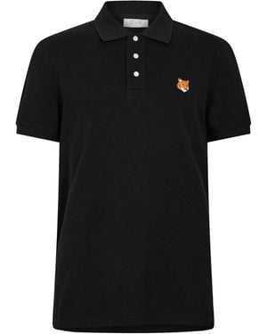 Maison Kitsuné Fox Short Sleeve Polo Shirt - Black